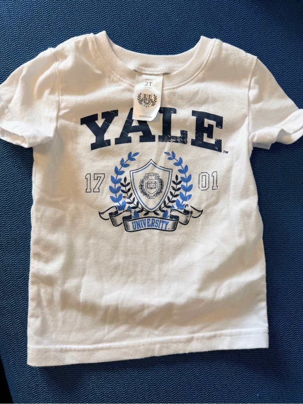 Yale Short Sleeve Tee Kids White Navy